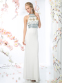 CD-971 Halter Top Beaded Prom Dress with Train  - Off White, Front View Thumbnail
