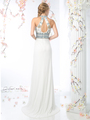 CD-971 Halter Top Beaded Prom Dress with Train  - Off White, Back View Thumbnail