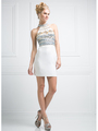 CD-973 Halter Top Fitted Short Cocktail Dress - Ivory, Front View Thumbnail