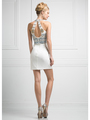 CD-973 Halter Top Fitted Short Cocktail Dress - Ivory, Back View Thumbnail