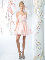 CD-974 Strapless Sweetheart Short Prom Dress - Blush, Front View Thumbnail