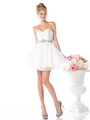 CD-974 Strapless Sweetheart Short Prom Dress - Ivory, Front View Thumbnail
