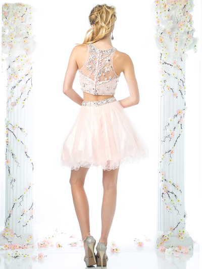 CD-975 Two Piece Prom Homecoming Dress - Blush, Back View Medium