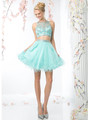 CD-975 Two Piece Prom Homecoming Dress - Mint, Front View Thumbnail