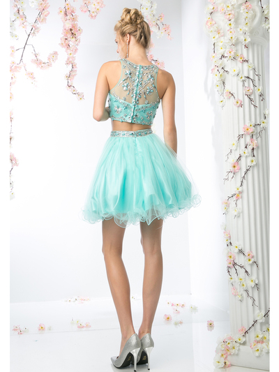 CD-975 Two Piece Prom Homecoming Dress - Mint, Back View Medium