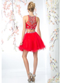 CD-975 Two Piece Prom Homecoming Dress - Red, Back View Thumbnail