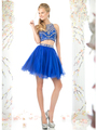 CD-975 Two Piece Prom Homecoming Dress - Royal, Front View Thumbnail