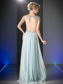CD-C270 Beaded Bodice Illusion Prom Evening Gown - Perry Blue, Back View Thumbnail