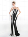 CD-C276 Pearl Encrusted Sweetheart Trumpet Gown - Black White, Front View Thumbnail
