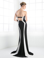 CD-C276 Pearl Encrusted Sweetheart Trumpet Gown - Black White, Back View Thumbnail