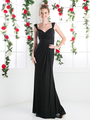 CD-C7457 Wide Shoulder Strap Sweetheart Evening Dress - Black, Front View Thumbnail