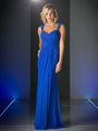 CD-C7457 Wide Shoulder Strap Sweetheart Evening Dress - Royal, Front View Thumbnail