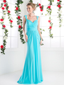 CD-C7457 Wide Shoulder Strap Sweetheart Evening Dress - Sky Blue, Front View Thumbnail