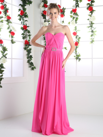 CD-C7460 Sweetheart Twisted Front Bridesmaid Dress - Hot Pink, Front View Medium