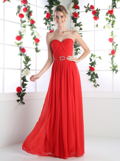 CD-C7460 Sweetheart Twisted Front Bridesmaid Dress - Red, Front View Medium