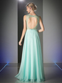 CD-C974 Sleeveless Long Prom Dress with Sheere Bodice - Mint, Back View Thumbnail