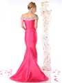 CD-CB756 Drop Shoulder Mermaid High Low Prom Evening Dress - Fuchsia, Back View Thumbnail