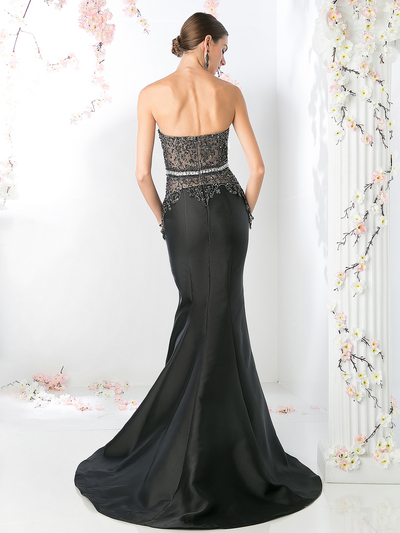 CD-CB762 Strapless Trumpet Gown with Sweetheart Neckline - Black, Back View Medium