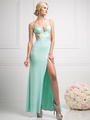 CD-CD484 Mock Two Piece Evening Dress - Mint, Front View Thumbnail