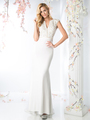 CD-CD489 Cap Sleeve Bridal Dress with Sweeping Train - Off White, Front View Thumbnail