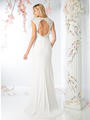 CD-CD489 Cap Sleeve Bridal Dress with Sweeping Train - Off White, Back View Thumbnail
