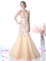 CD-CD492 Sweetheart Trumpet Prom Evening Gown  - Yellow Peach, Front View Thumbnail
