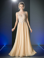 CD-CF005 Illusion Scope Neck Evening Dress - Gold, Alt View Thumbnail