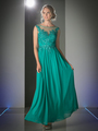CD-CF005 Illusion Scope Neck Evening Dress - Jade, Front View Thumbnail
