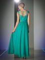 CD-CF005 Illusion Scope Neck Evening Dress - Jade, Back View Thumbnail