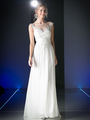 CD-CF005 Illusion Scope Neck Evening Dress - Off White, Front View Thumbnail