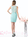 CD-CF067S Sleeveless Lace Cocktail Dress - Mint, Back View Thumbnail