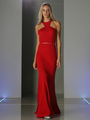CD-CF076 Halter Cut Out Prom Evening Dress - Red, Front View Thumbnail