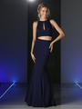 CD-CF080 Two Piece Mermaid Prom Evening Dress - Navy, Front View Thumbnail