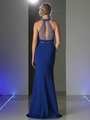 CD-CF088 Illusion Prom Evening Dress with Panel Front - Royal, Back View Thumbnail