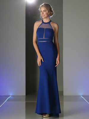 CD-CF088 Illusion Prom Evening Dress with Panel Front, Royal