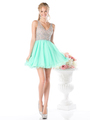 CD-CF202 Sleeveless V-Neck Short Prom Dress  - Mint, Front View Thumbnail