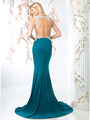 CD-CF301 Sleeveless Illusion Embellished Evening Dress  - Teal, Back View Thumbnail
