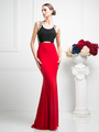CD-CF302 Sleeveless Evening Dress with Sweeping Train - Black Red, Front View Thumbnail