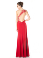 CD-CF525 Illusion Sweetheart Evening Dress with Sheer Back - Red, Back View Thumbnail