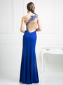 CD-CF525 Illusion Sweetheart Evening Dress with Sheer Back - Royal, Back View Thumbnail