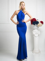 CD-CF526 Jewel Halter Evening Dress with Sheer Back - Royal, Front View Thumbnail