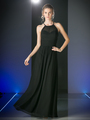 CD-CH1501 Halter Overlay Bridesmaid Dress - Black, Front View Thumbnail