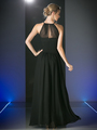 CD-CH1501 Halter Overlay Bridesmaid Dress - Black, Back View Thumbnail