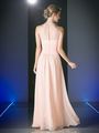 CD-CH1501 Halter Overlay Bridesmaid Dress - Blush, Back View Thumbnail
