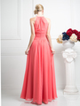 CD-CH1501 Halter Overlay Bridesmaid Dress - Coral, Back View Thumbnail