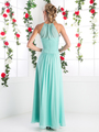 CD-CH1501 Halter Overlay Bridesmaid Dress - Mint, Back View Thumbnail