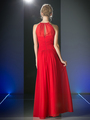 CD-CH1501 Halter Overlay Bridesmaid Dress - Red, Back View Thumbnail