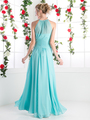 CD-CH1501 Halter Overlay Bridesmaid Dress - Sky Blue, Back View Thumbnail