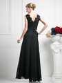 CD-CH1504 Lace V-neck Evening Dress  - Black, Back View Thumbnail