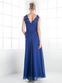 CD-CH1504 Lace V-neck Evening Dress  - Royal, Back View Thumbnail